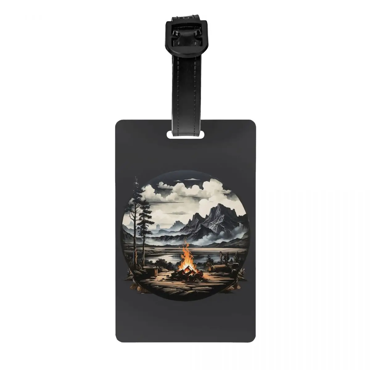 Custom Mountain Campers Adventure Camping Luggage Tags for Travel Suitcase Privacy Cover Name ID Card