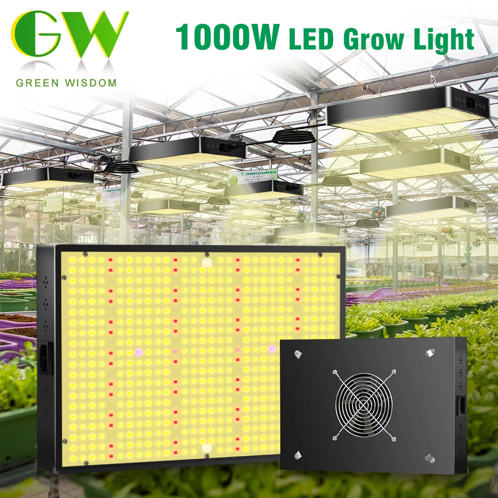 1000W Full Specturm LED Grow Light For Indoor Plants Built-in Silent Fan VEG&Bloom Two Working Mode Growing Lamps