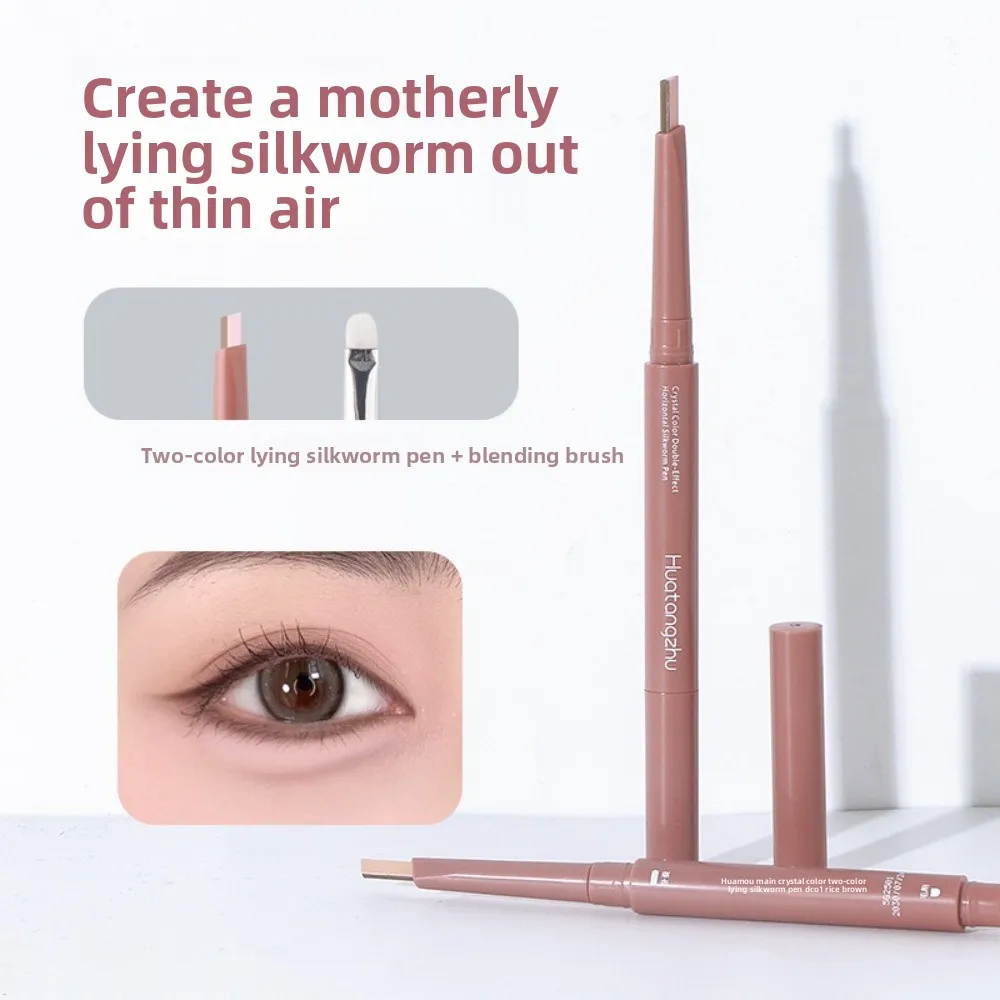 Geschenken Double Ended Liggende Zijderups Potlood Oogmake-up Tool Multifunctionele Markeerstift Make-up Pen met Borstel Naakte Liner