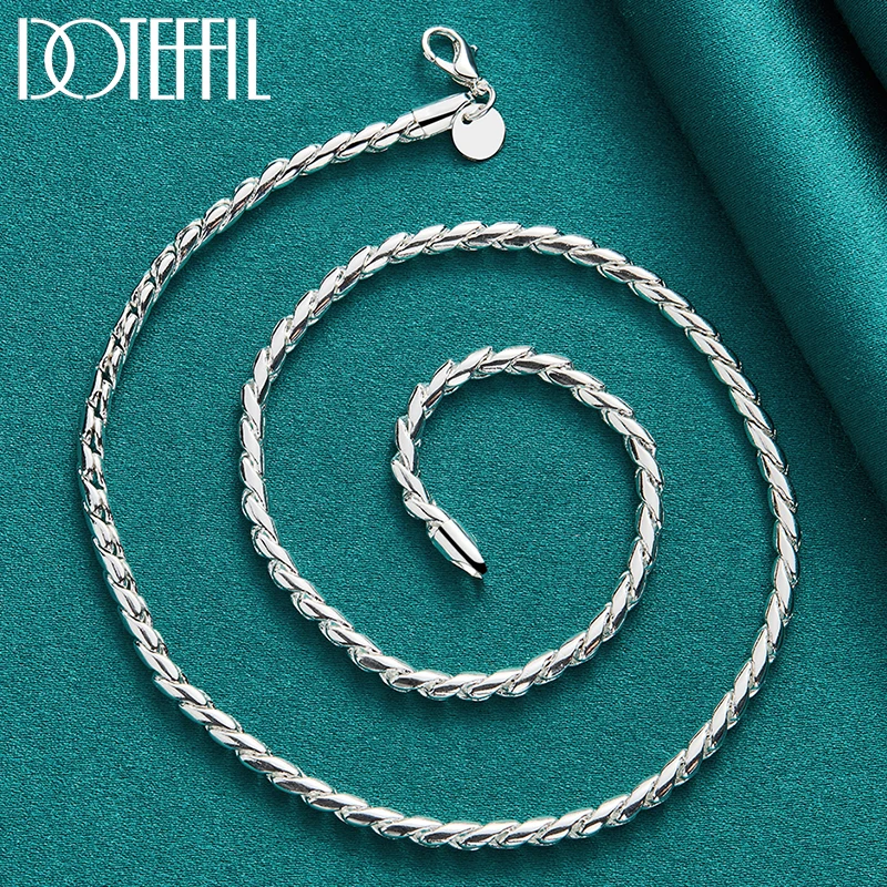 DOTEFFIL 925 Sterling Silver 4mm 20 Inch Snake Chain Necklace For Man Women Fashion Fine Jewelry