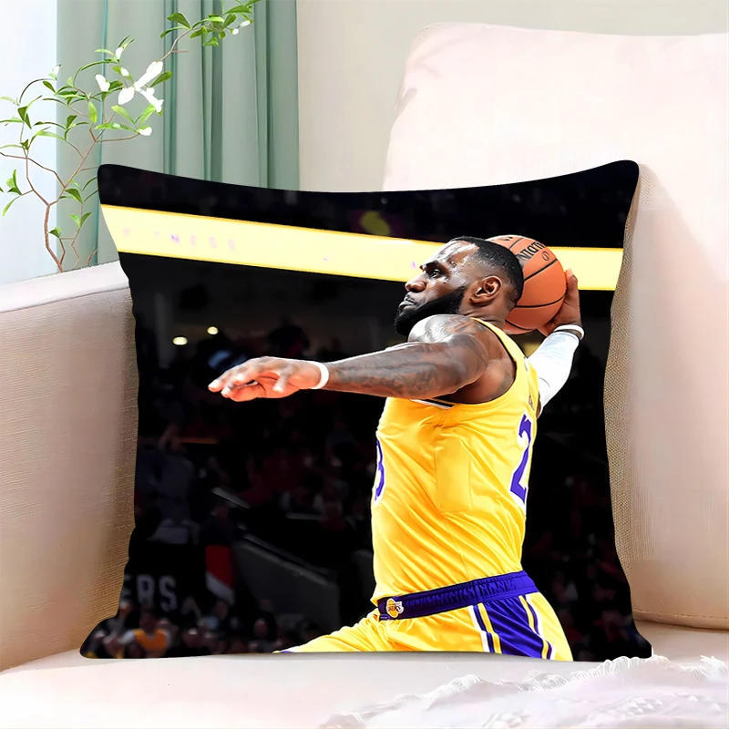 Funda de almohada cuadrada para decoración del hogar, cobertor de almohada moderno para sala de estar, coche, restaurante, Dakimakura, l-lebron, James