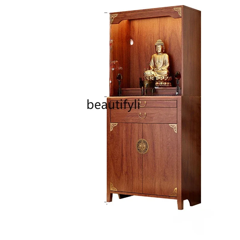 

SS new styleSolid Wood Chinese Household Prayer Altar Table God of Wealth Cabinet Avalokitesvara Worship Table Bodhisattva Displ