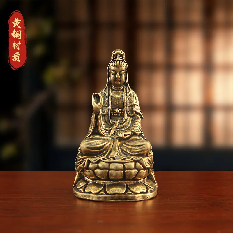 Bodhisattva , brass South Sea Guanyin , copper , office shrine, desktop Buddha statue decoratio