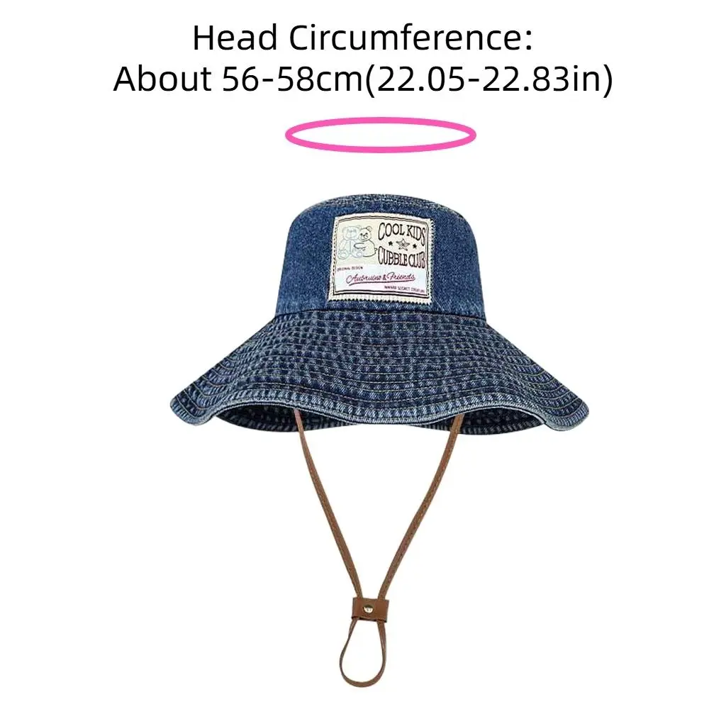 ظلة الدنيم دلو القبعات واسعة الحواف خفيفة الوزن الرجعية صياد قبعة بولي Black الأسود حماية الشمس حوض قبعة الصيف