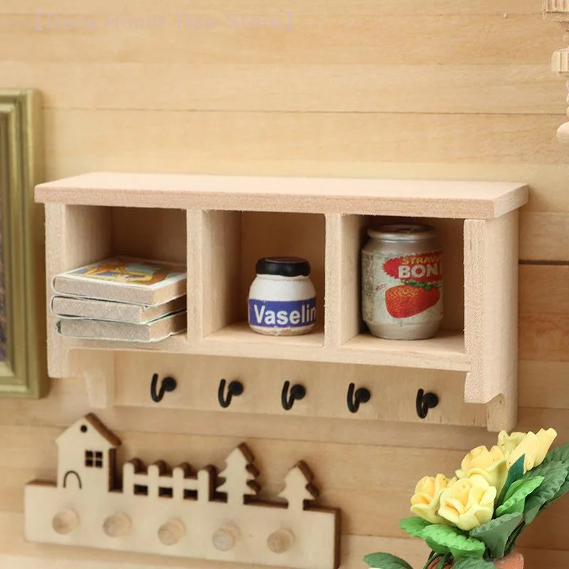 1/12 Dollhouse Simulation Mini Wall Shelf Hanging Rack Model Dollhouse Living Furniture Decoration Dolls House Accessories