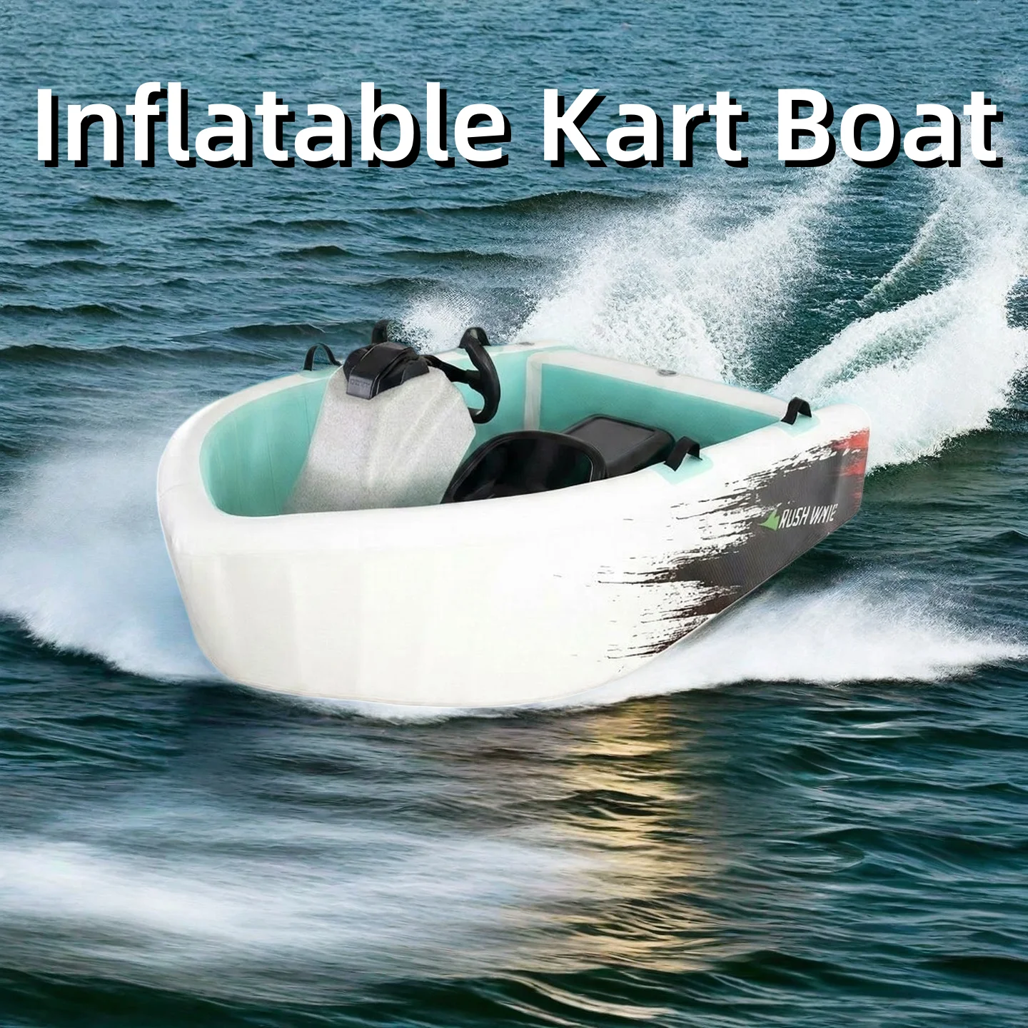 RUSH WAVE 2026 Inflatable Water Go Kart Boat Lightweight Inflatable Hull 360° Drift Electric Racing Boat for Calm Inland River