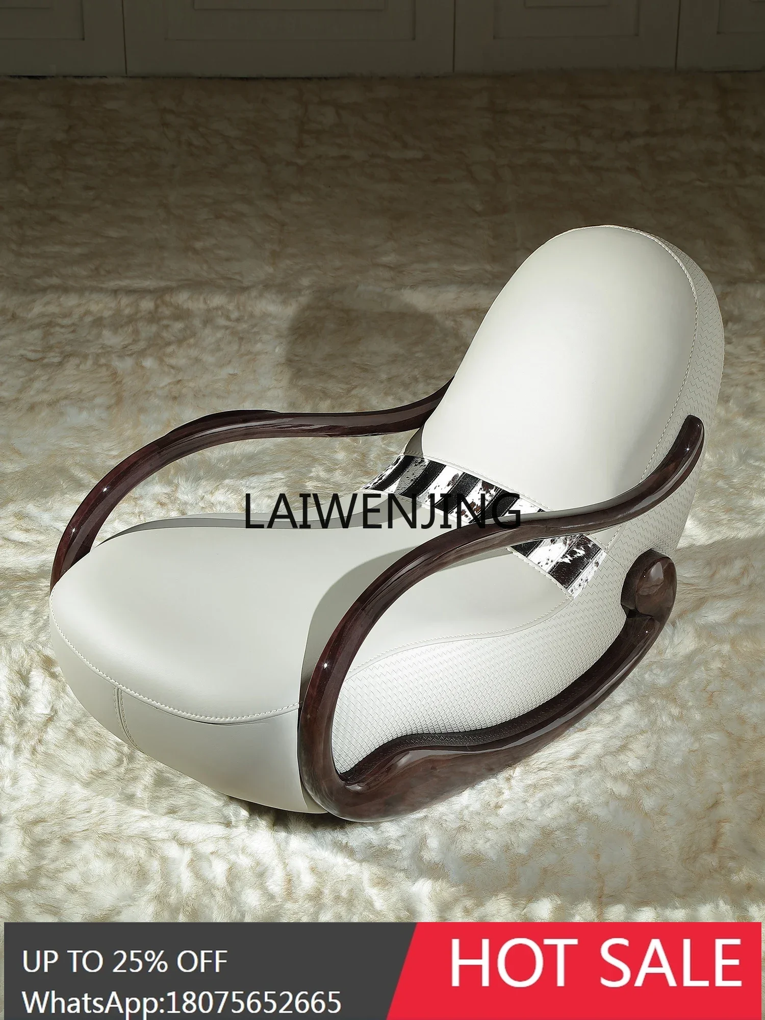 HLZ art reclining chair solid wood leather leisure sofa chair 2024 new product