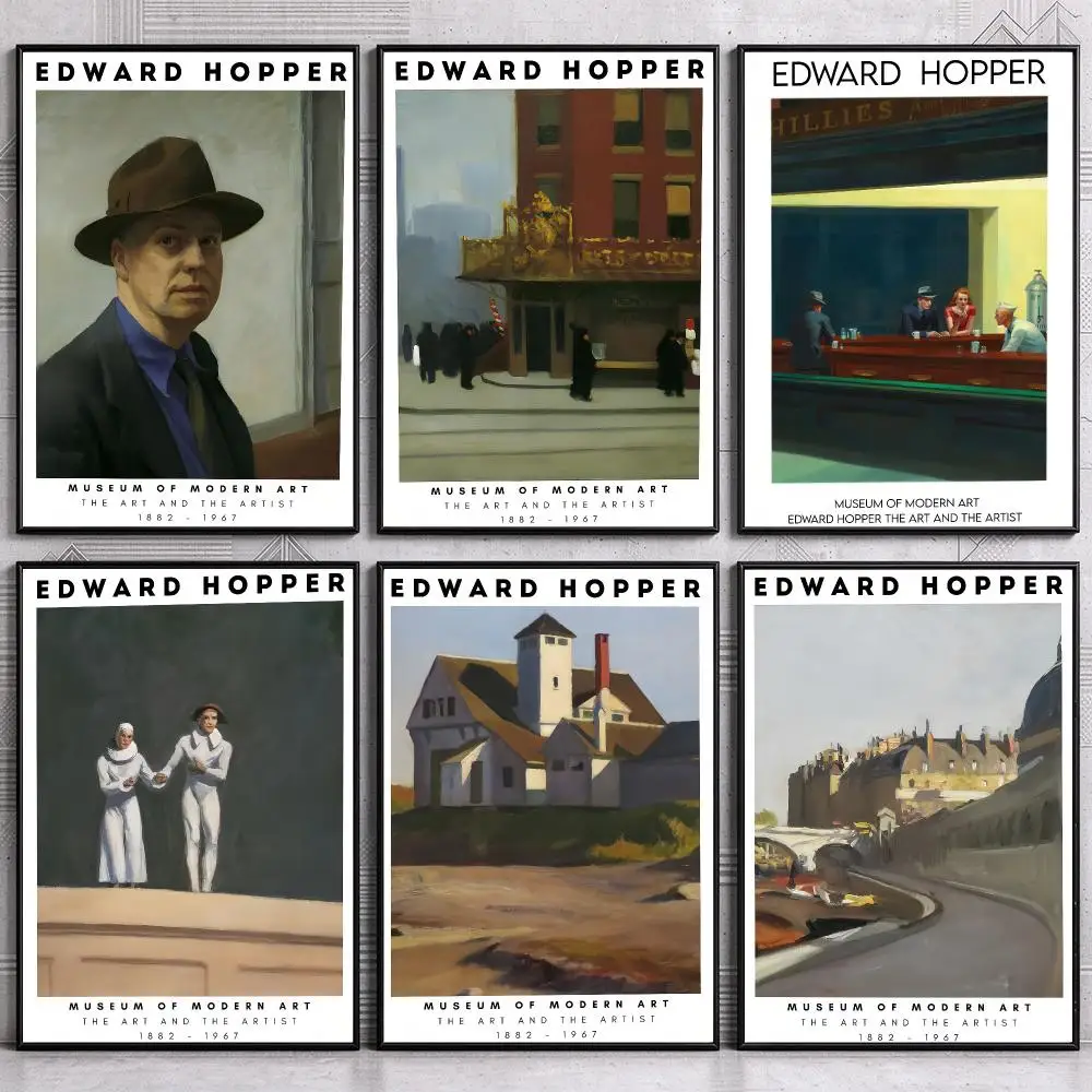 Iconic American Artist E-Edward Hopper Poster Wall Art Print Sticker for Bedroom Living Room Dorm Office Modern Home Decor Gift