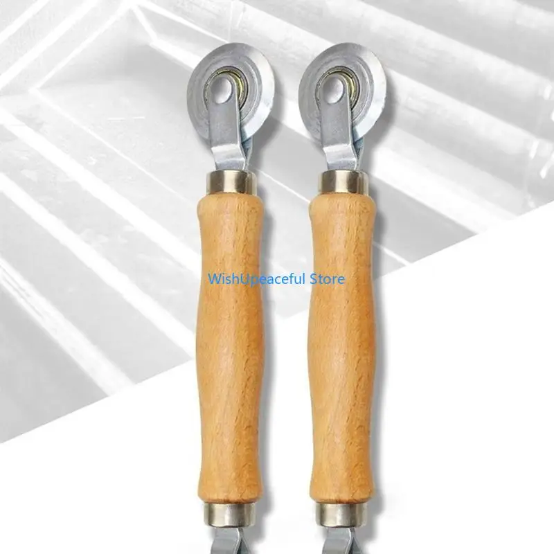 

34YA Compact Screen Rolling Tool Screen Spline Roller Tool with Wooden Handle & Steel Bearing Wheel Easy Operation Tool