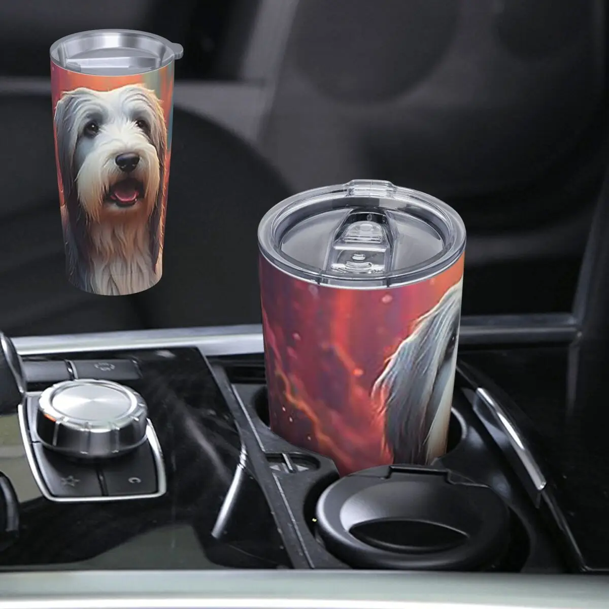 Bearded Collie Dog In Colorful Nature Stainless Steel Tumbler Vacuum Insulated Mug Thermal Cold Cup Straw With Lid 20oz