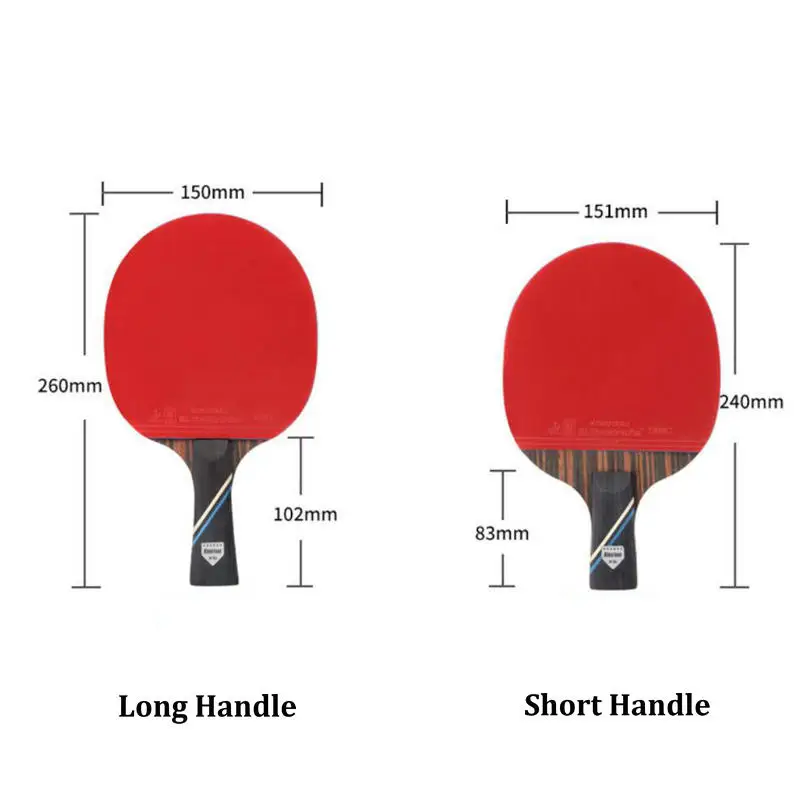 KOKUTAKU 6 Star Ping Pong Paddle Set of 7 Ply Ebony Rackets Long Short Handle Table tennis Bats Paddle Set ITTF Approved Rubber