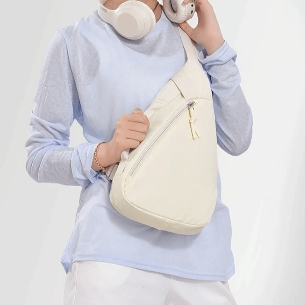 

Droplet Shaped Women Chest Bag Solid color Korean Style Sports Shoulder Bag Zipper Large Capacity Nylon Crossbody Bag Cycling