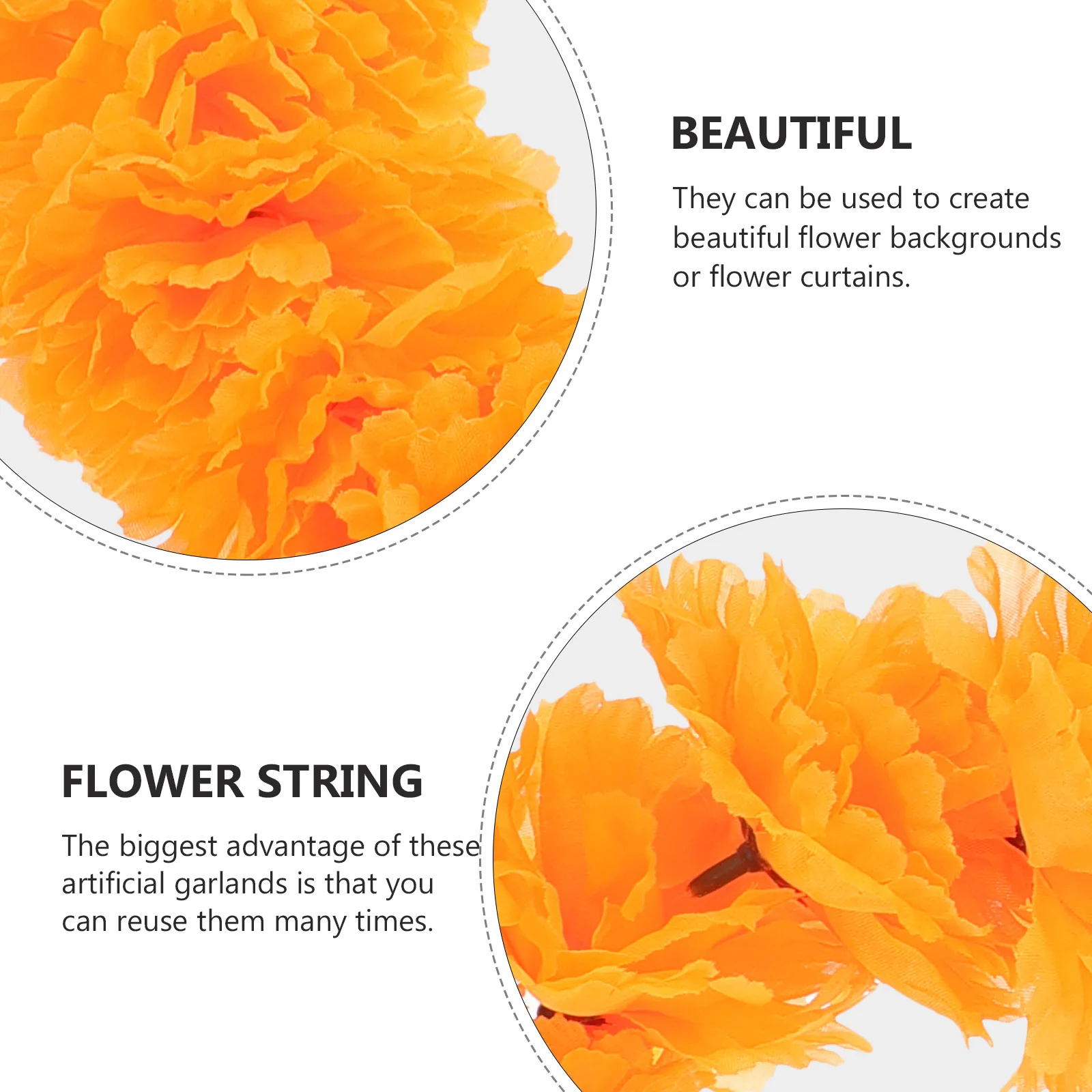 

Marigold Garland With Long-Lasting Luster For Halloween Home Decor Mantle Banister Railings Wall Tree Indoor Outdoor Party