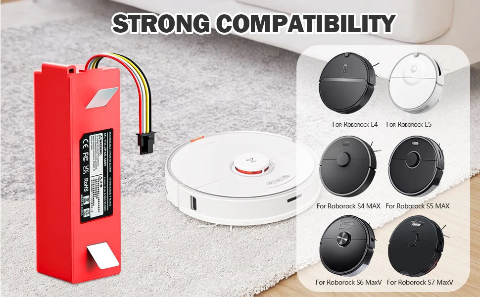 Oyomba BRR-2P4S 14,4 V 6500 mAh Roboter-Staubsauger-Ersatzakku für Xiaomi Roborock S55 S60 S65 S50 S51 S5 MAX S6 – Detail 8