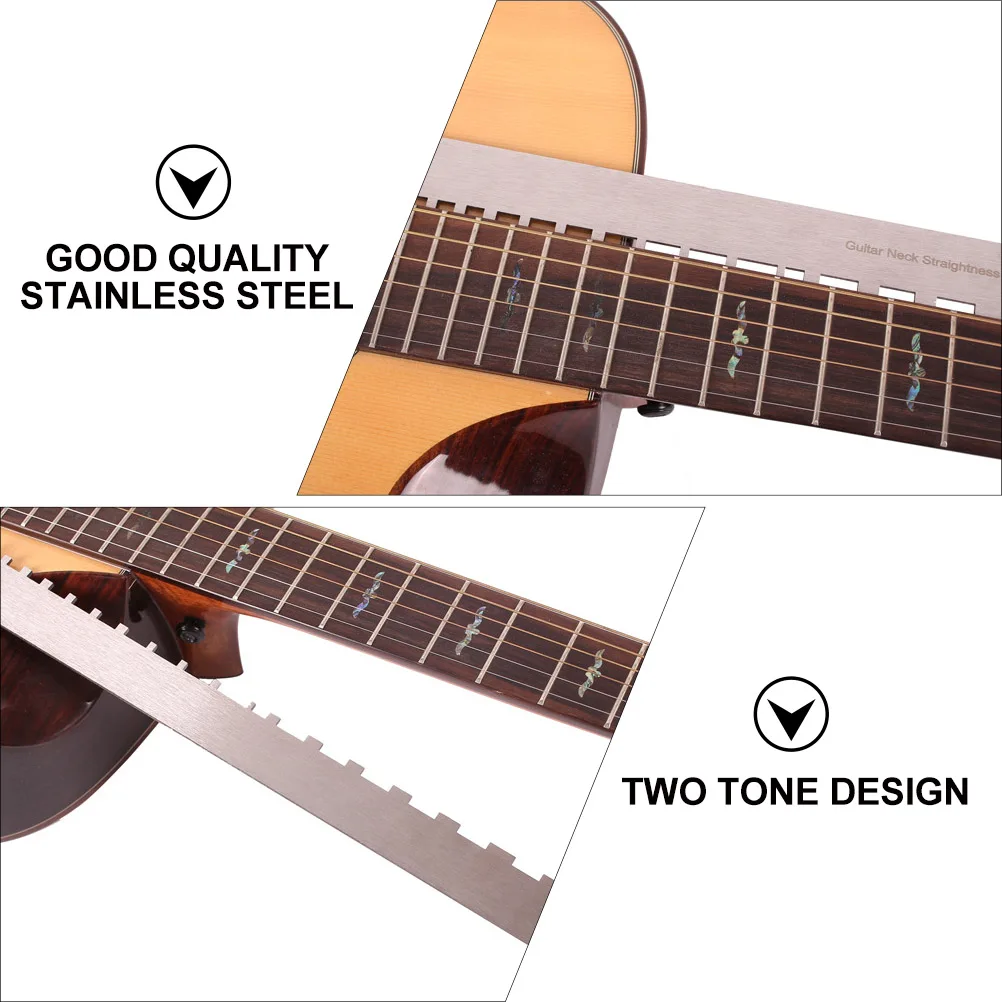 

Guitar Neck Straightness Check Stainless Steel Notched Straight Edge For Fretboard Measurement Bass Repair Setup Tool Luthiers