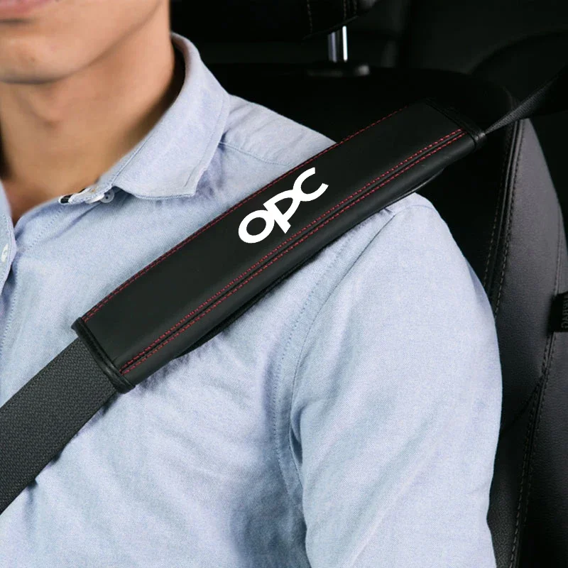 For Opel OPC Astra H G J Insignia Mokka Zaf 1pc Cowhide Car Interior Seat Belt Protector Cover for Opel OPC car Auto Accessories