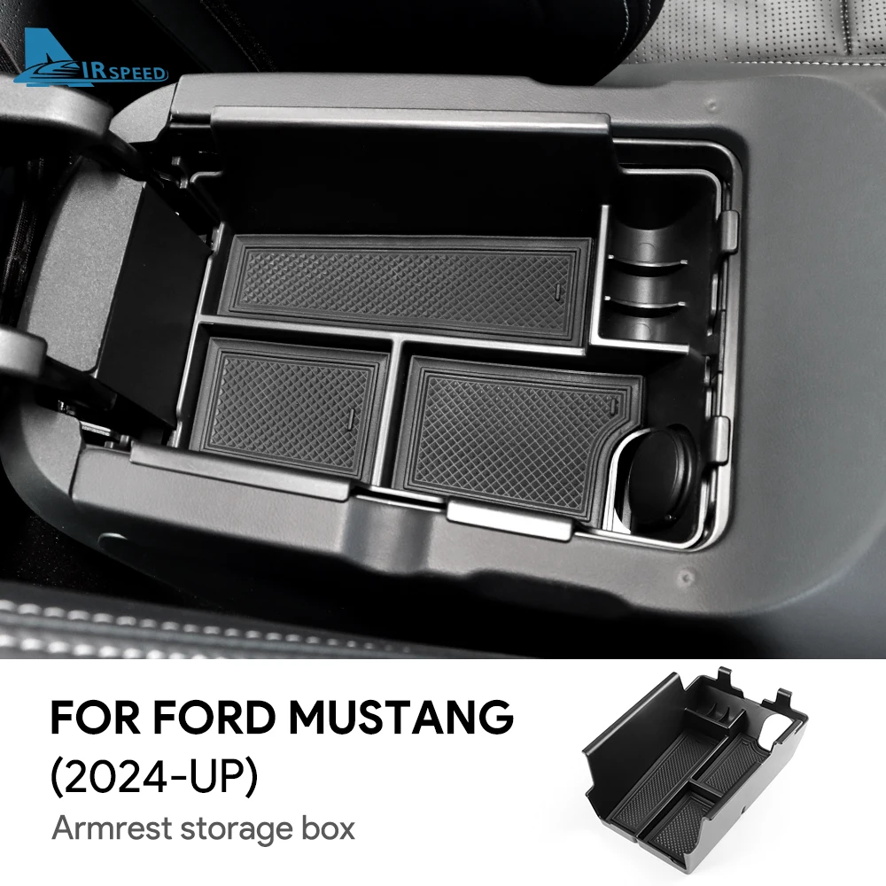 Center Console Organizer Box For Ford Mustang Dark Horse EcoBoost GT S650 2024 2025 LHD Car Armrest Storage Interior Accessories