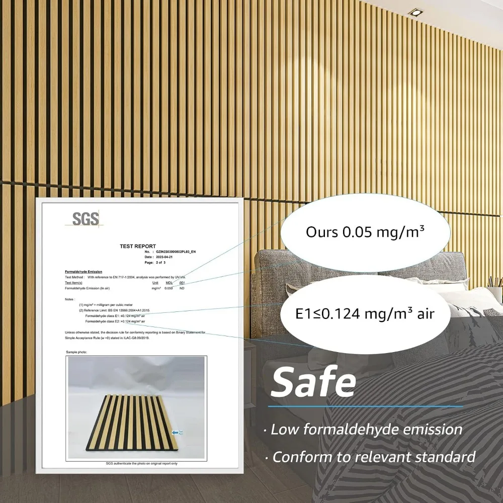 2 Wood Slat Acoustic Panels for Wall and Ceiling - 3D Fluted Sound Absorbing Panel with Oak Finish