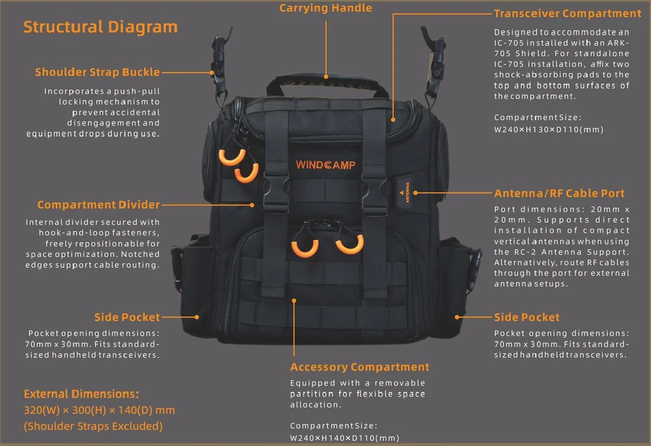 WINDCAMP Field Pack for ICOM IC-705 Radio