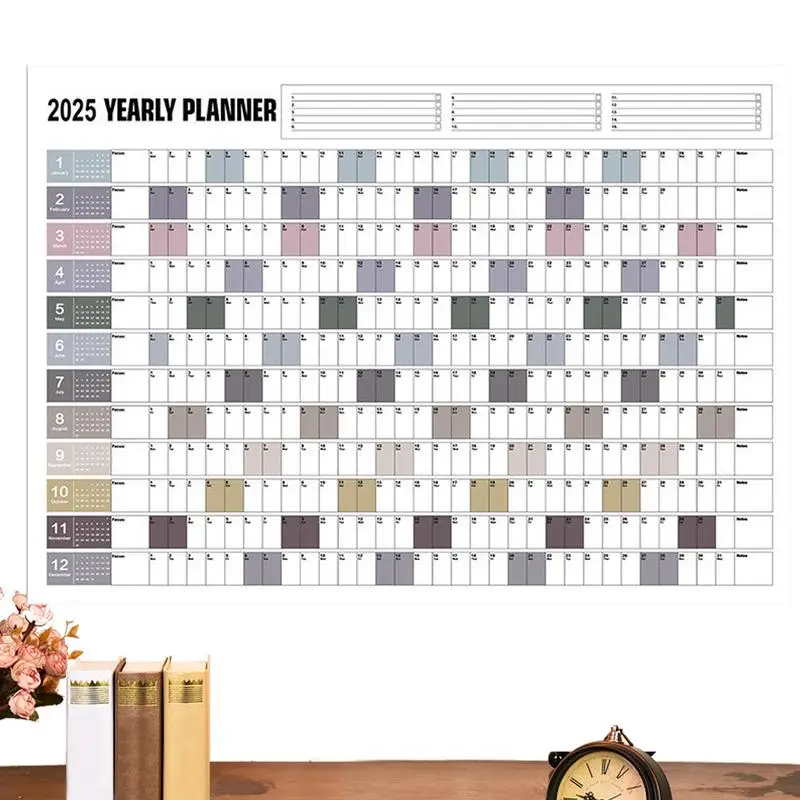 2025 Wall Calendar Large Annual Year Wall Calendar With Stickers Home Decoration Horizontal Thick Paper Poster Calendar Schedule