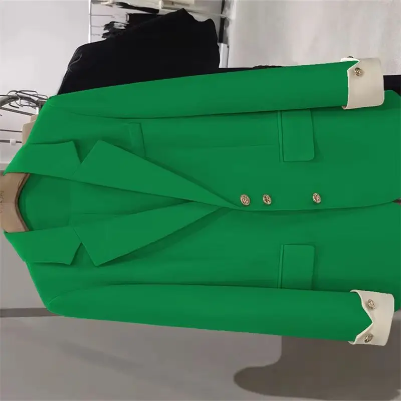 Spring Autumn Women Blazer Fashion Color Block Long Sleeve Female Business Work Wear Formal Suit Jacket Coat Ladies Outerwear