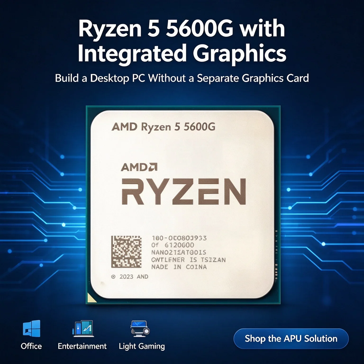 AMD R5 5600G 3.9GHz 6-Core 12-Thread 16MB L3 Cache 65W Socket AM4 APU Desktop Computer Processor