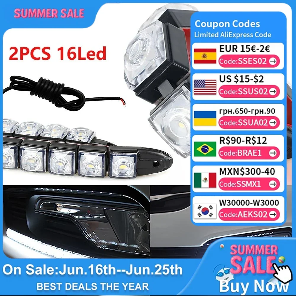 

2Pcs Flexible Snake Daytime Running Light 12V 16LED High Car LED Brake Reversing Modification Fog Luces De Vienvenida Para Autos