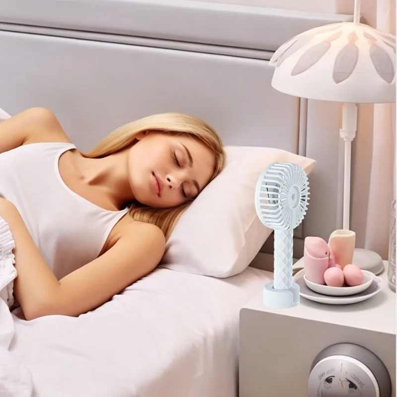 

Hot Sale-Diamond Plated Handheld Fan USB Charging For Office And Outdoor Use - Portable Desk Fan