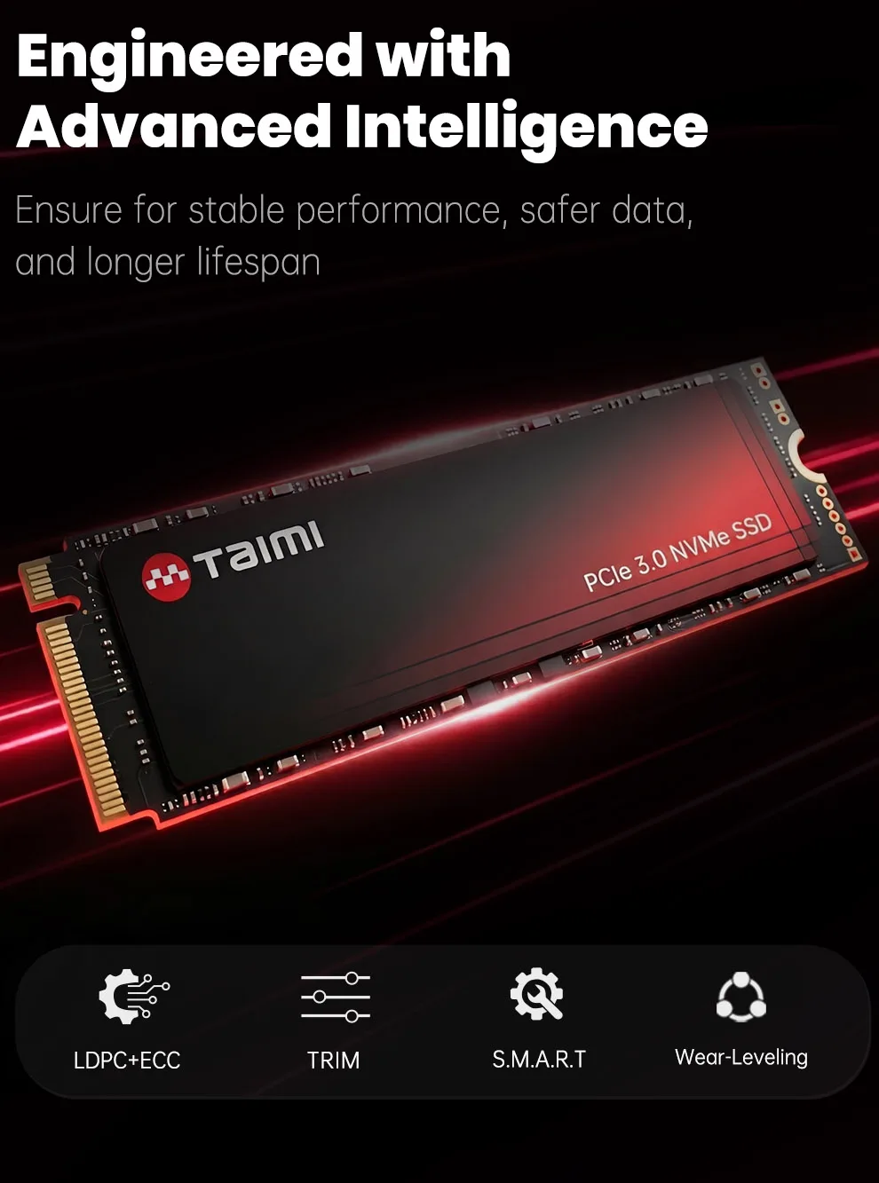 Taimi PCIe Gen3x4 NVMe M.2 2280 SSD, bis zu 3500 MB/s Lesegeschwindigkeit und 3000 MB/s Schreibgeschwindigkeit, für Gaming, Laptop, PC, Desktop-Workstation – Detail 6