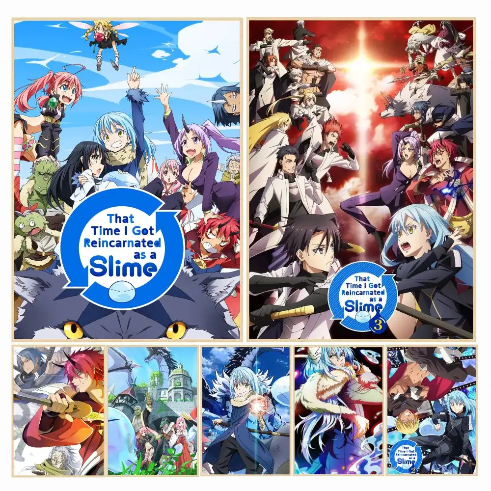 anime T-That Time I Got Reincarnated as a Slime-E Painting Calligraphy Boho Botanical Decor for Living Room Elegant Home Style