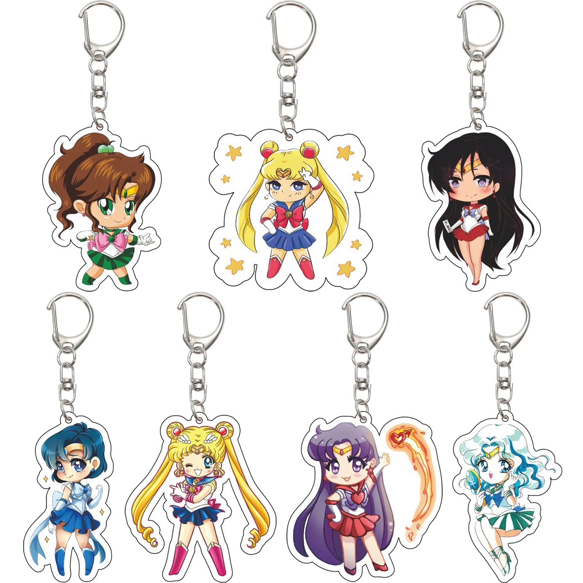 Llavero de acrílico de 55 mm de Sailor Moon, Sailor Mars, Sailor Mercury, Sailor Uranus, Sailor Neptune, bonitos regalos de Navidad