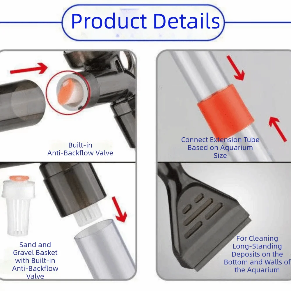 

Semi-Automatic Aquarium Water Changer Pneumatic Vacuum Siphon Pneumatic Sand Washer Long Hose Durable Aquarium Cleaning Tool