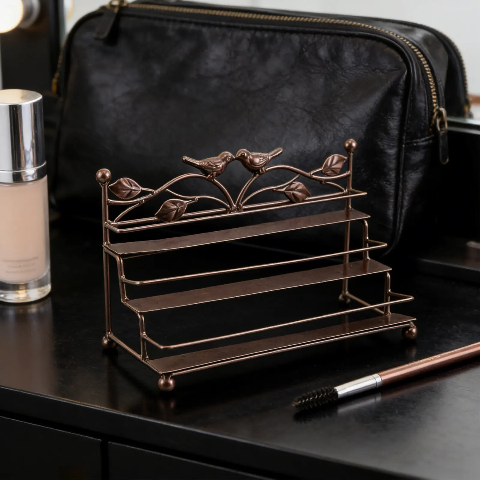 Metal Tiered Organizer Shelf 3 Levels Nail Polish Storage Rack Lipstick Stand Perfume Display Essential Oils Rack