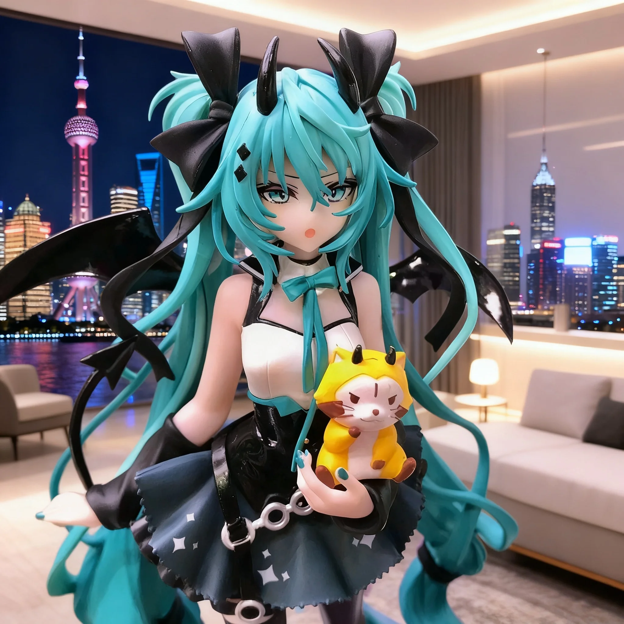 Новый 20 см аниме персонаж маленький дьявол шляпа три дерева енот темный ангел коробка украшение игрушка модель вентилятор подарок