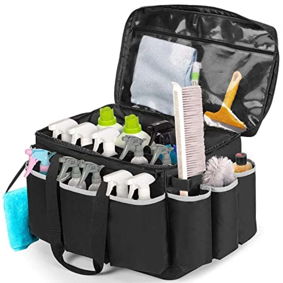 

ExtraLarge Cleaning Caddy with EVA Hard Bottom High Capacity Cleaning Supplies Organizer for Housekeeping Home Work Cleaner Too