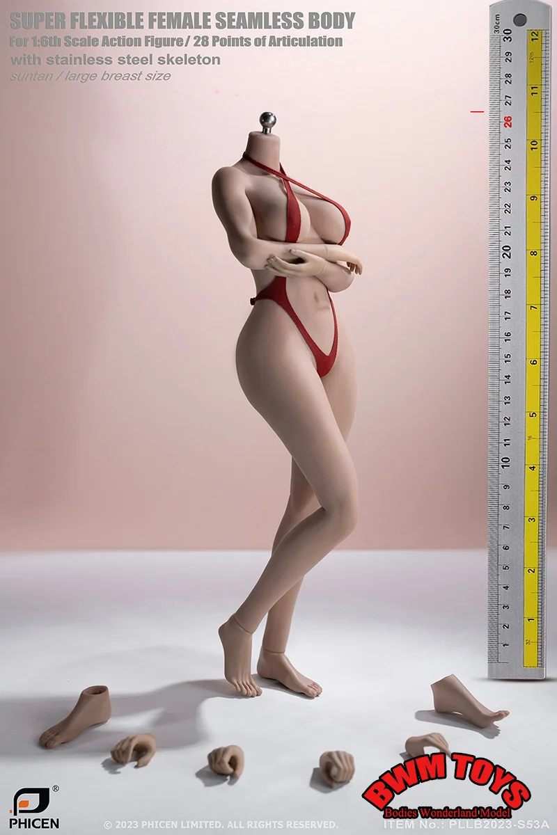 Original TBLeague PLLB2023-S52 S53 1/6 Female European American 26.5cm Seamless Detachable Feet Large Bust Action Figure Body