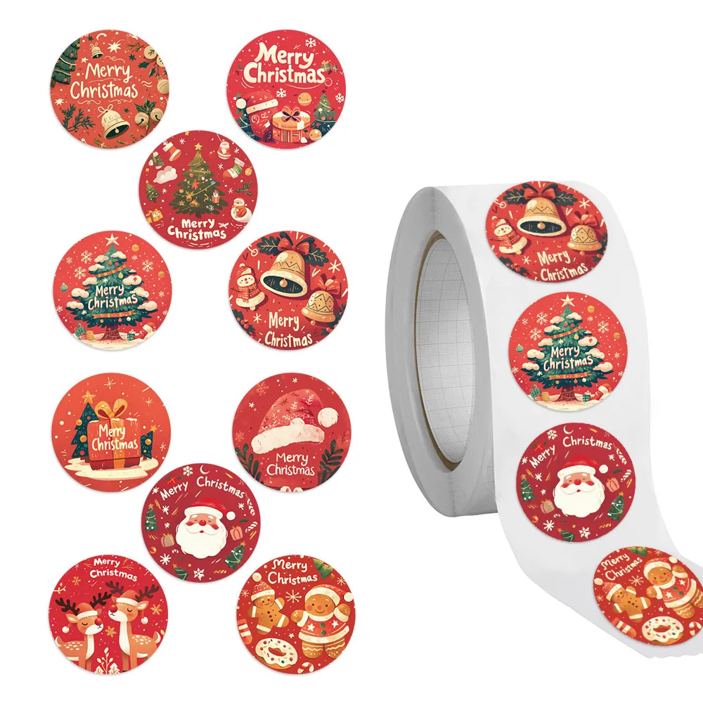 500PCS Christmas Element Roll Stickers Exquisite Festival Theme Handbooks Material Phone Cases Laptop Suitcases Water Cups