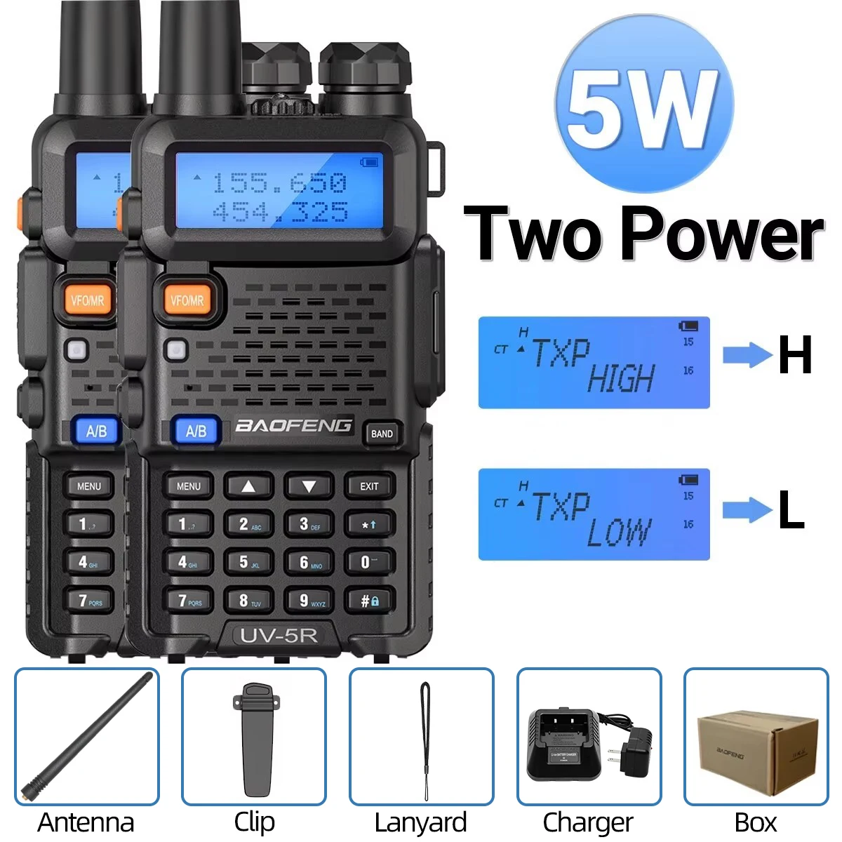 1/2 Stuks Baofeng Uv 5r 5W 8W Walkie Talkie Ham Cb Radio Lange Afstand Dual Band Vhf Uhf Fm Transceiver Tweeweg Radio Uv5r K5 Plus