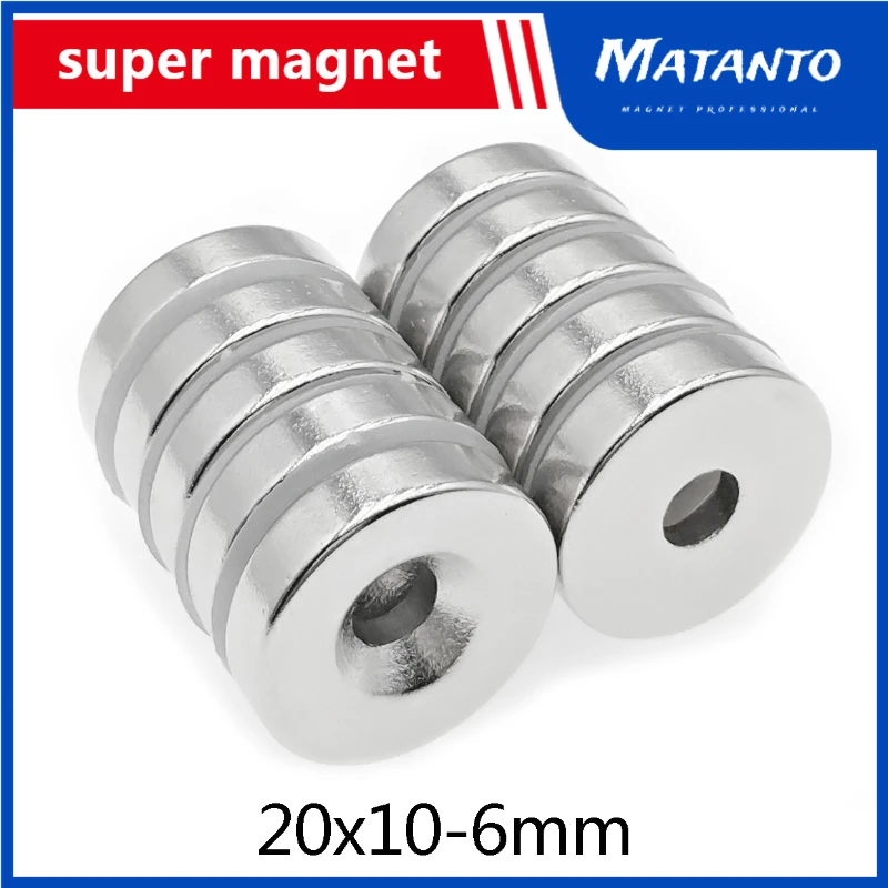 

2/5/10/15/20pcs 20*10-6mm Cylinder Rare Earth Countersunk Magnet 20x10 mm Hole 6mm Round Neodymium Magnetic Magnets N35