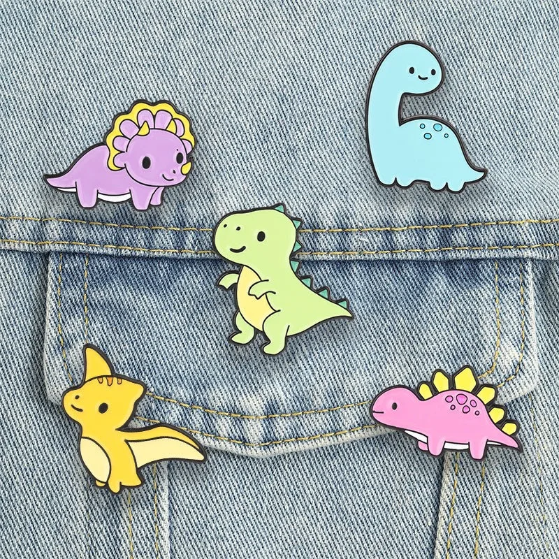 Cute Cartoon Dinosaur Enamel Pin Colorful Dino Lapel Brooch Badge Backpack Clothes Decor Jewelry Gift for Kids Dinosaur Lovers