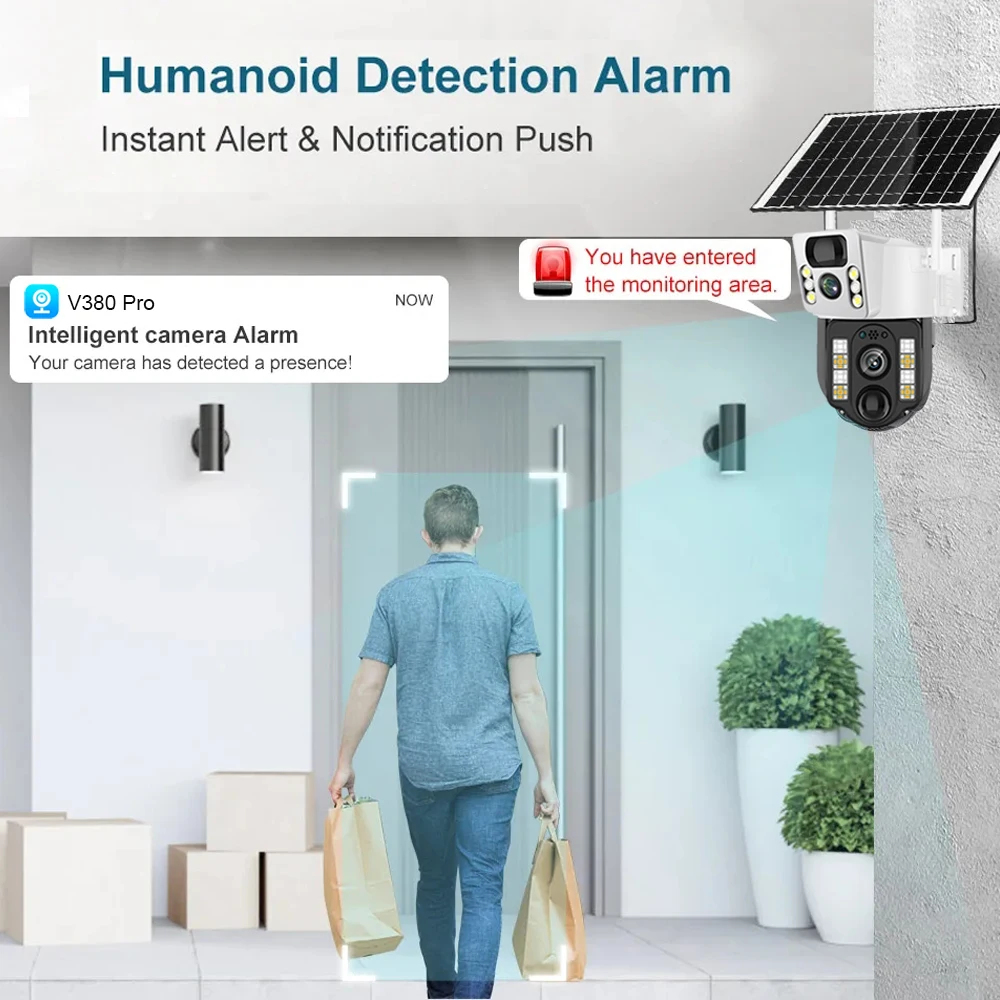كاميرا مراقبة CCTV شمسية خارجية ، شاشة بطارية ، منزل ذكي ، كشف بشري PIR ، حماية أمنية ، واي فاي ، 4G ، IP