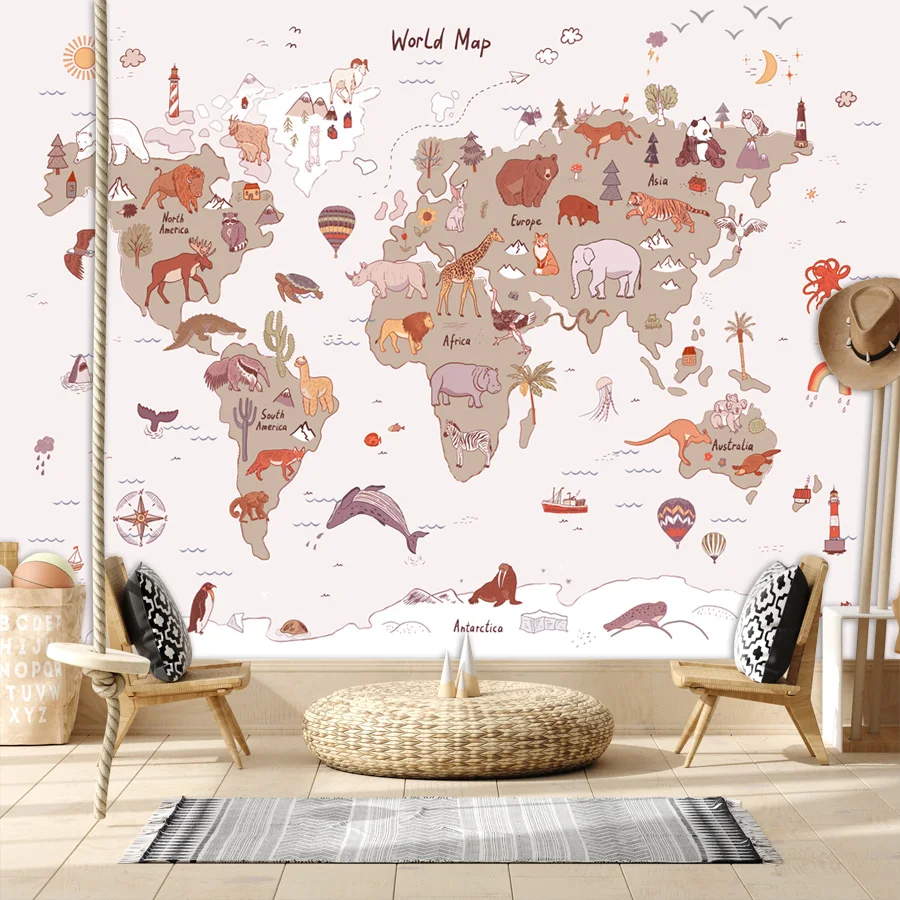 

Removable Peel and Stick Optional Wallpapers for Living Room Baby Kids World Map TV Contact Wall Papers Home Decor 3d Wall Panel