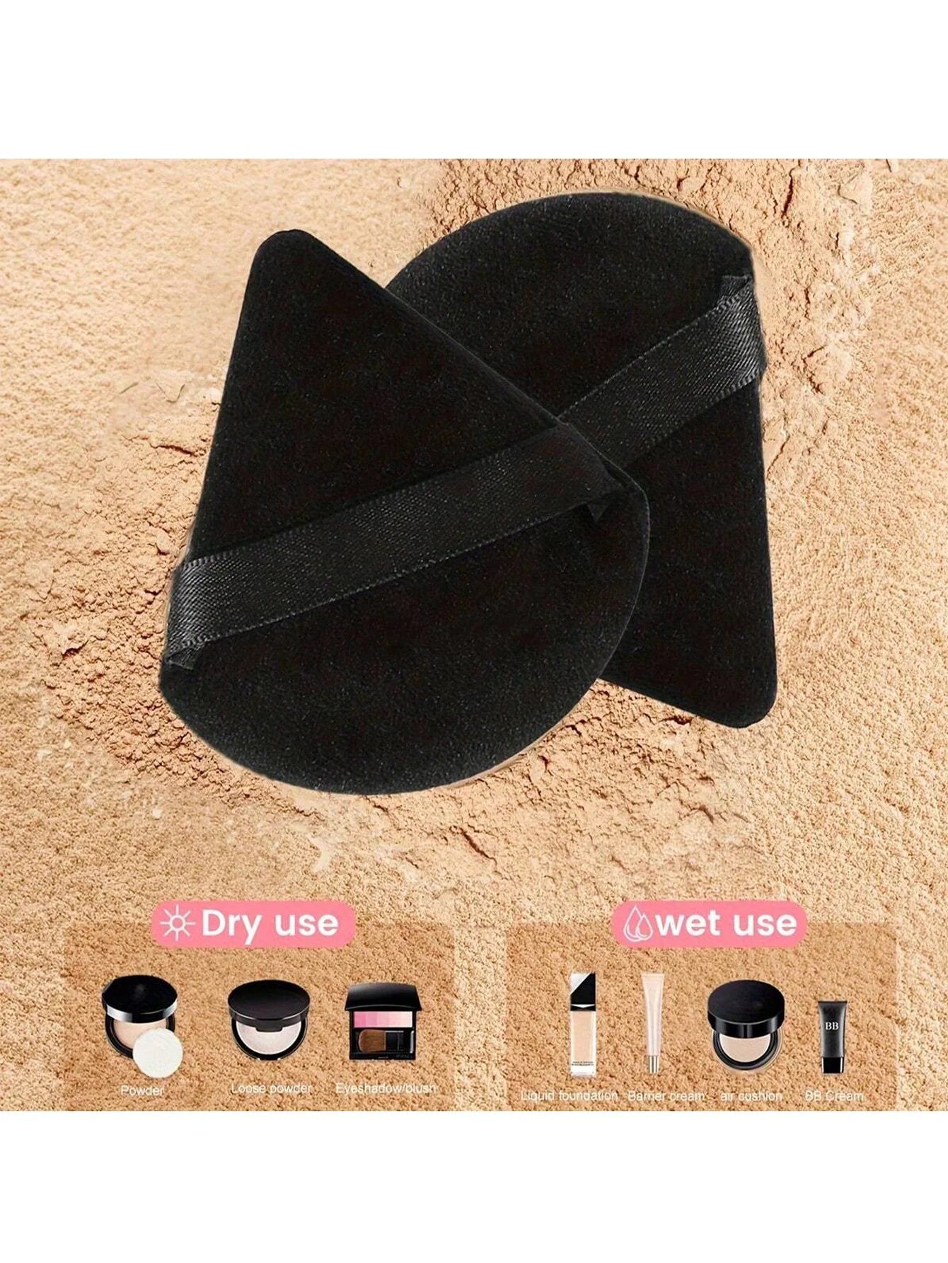 1Pcs/3Pcs Triangular Powder Puff Setting Powder Makeup Sponge Fan-Shaped Powder Compact Finger Cushion Puff