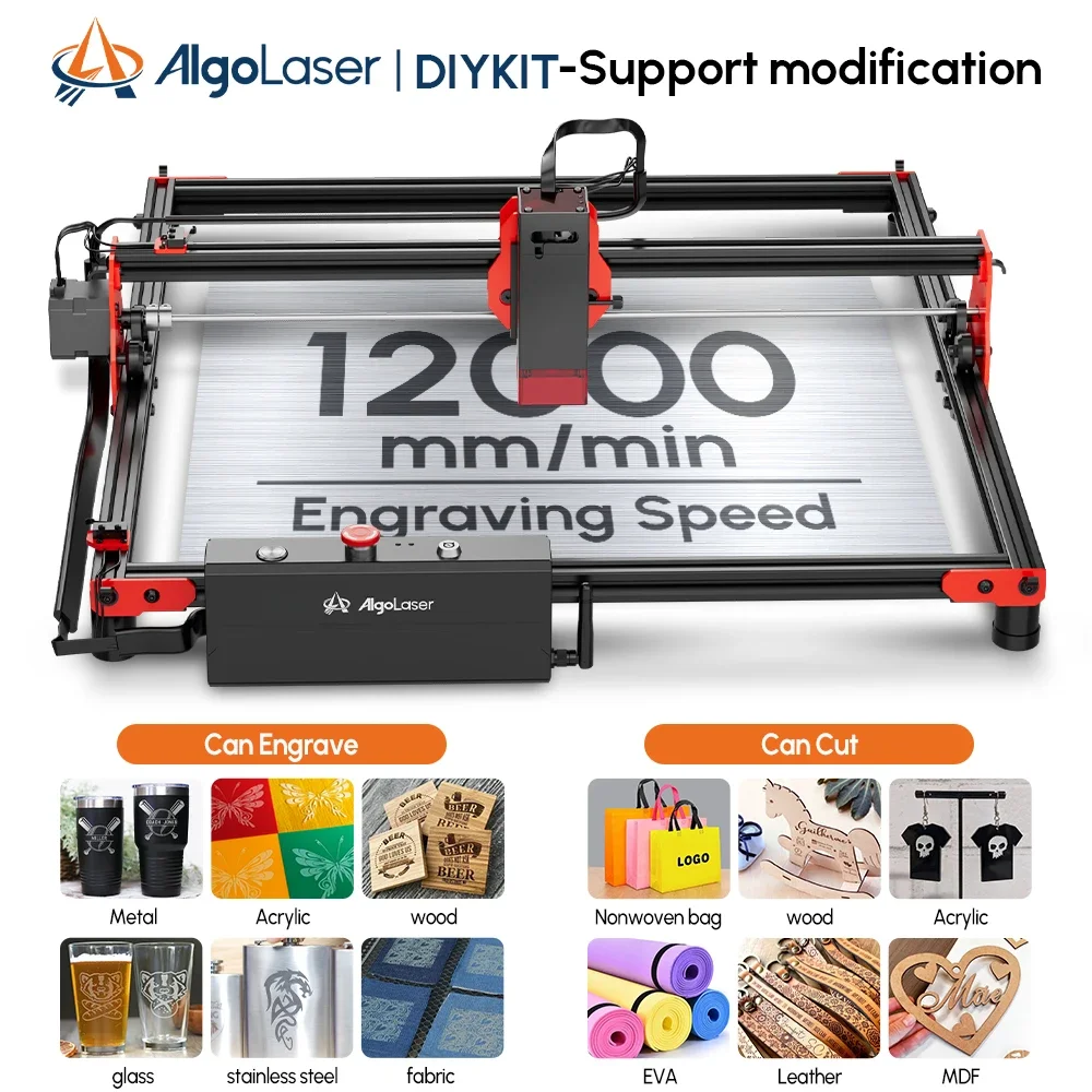 Algolaser DIY KIT 5W/10W Laser Engraver Desktop Cutter Tools For Beginners 12000mm/min CNC DIY KIT Phone Connect Woodworking Metal Engraving Machine