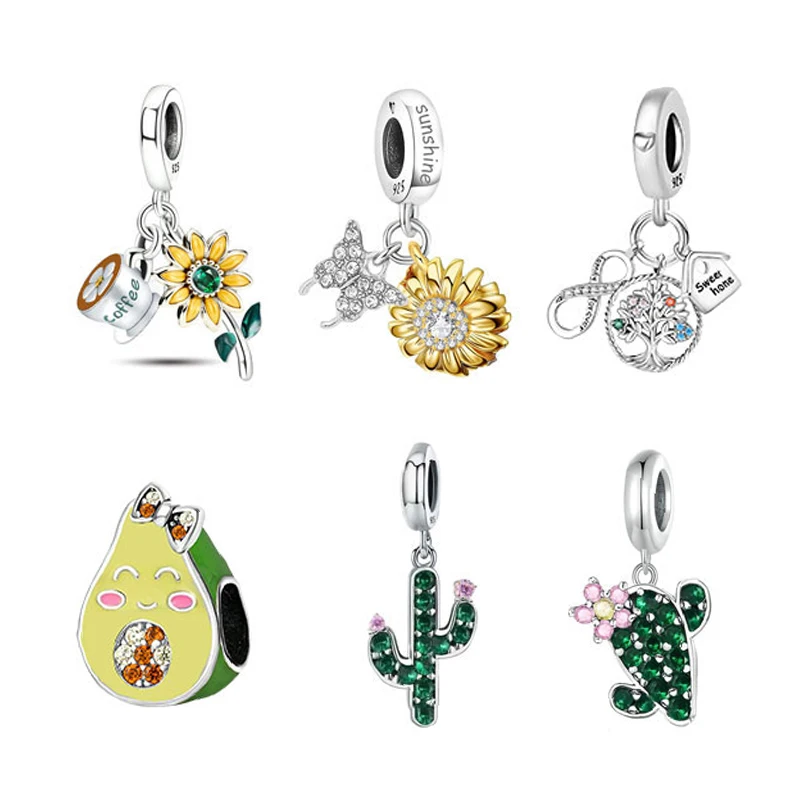 925 Sterling Silver Personalized Fashion Plant Flower Fit Diy Charms Beads  Necklace Making Gift Of High Quality Fine Jewelry