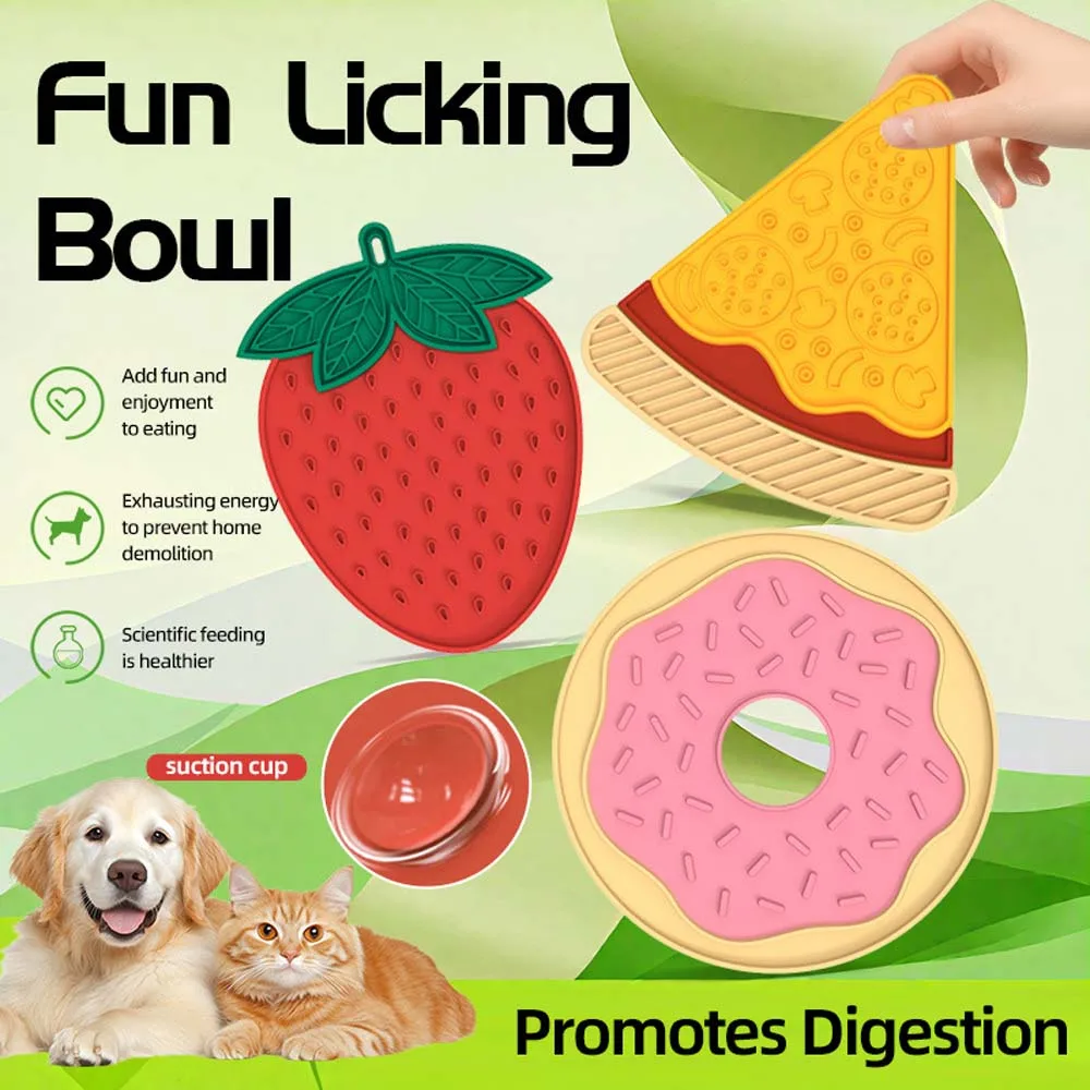 

Силиконовый коврик для медленной кормушки с присоской, фруктовый дизайн, подставка для лизания для собак, кошек, миска для кормления с искажениями, инструмент для экономии домашних животных