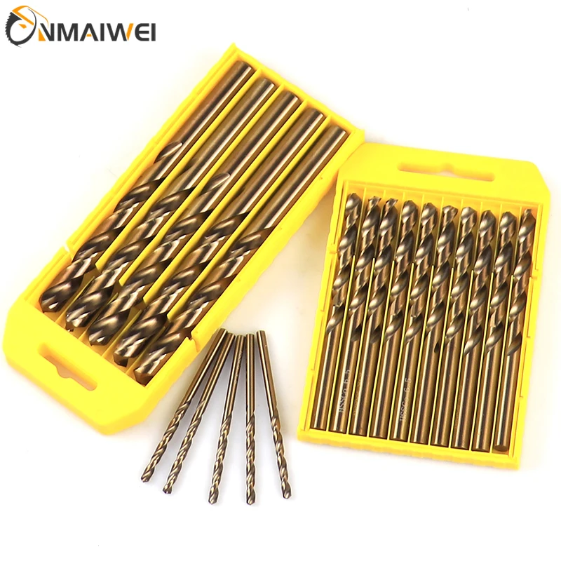 1.0-13mm Cobalt Coated 5/10PCS Twist Drill Bit Set HSS M35 Gun Drill Bit For Wood/Metal Hole Cutter Power Tools