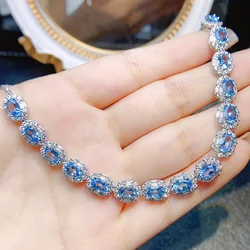 FS 4*6mm Natural Topaz Bracelet S925 Sterling Silver With Certificate Fine Charm Wedding Jewelry for Women MeiBaPJ