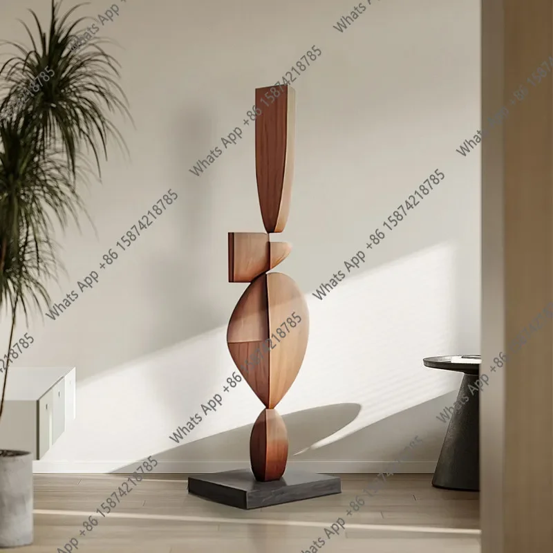 M40 Hotel Living Room Entrance Abstract Wood Carving Floor Ornaments Sales Office Soft Decoration Sculpture Art Installation