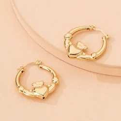 Chunky claddagh earrings for women heart strong hoop earrings minimalist cute jewelry new in 2025